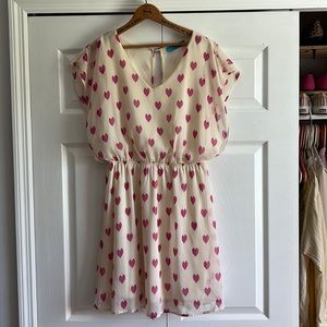 Cream Heart Print Dress